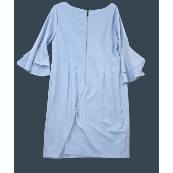 Calvin Klein Womens Blue Ruffle Sleeve Dress 20W Polyester - Picture 2 of 7